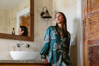 Luxurious silk and linen pyjama set from KENI Sleepwear for versatile styling