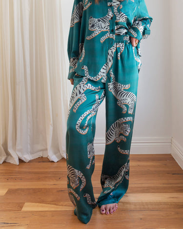 Full length view of Tigris Silk Pants - long length suitable for taller women, relaxed fit to flatter all shapes 